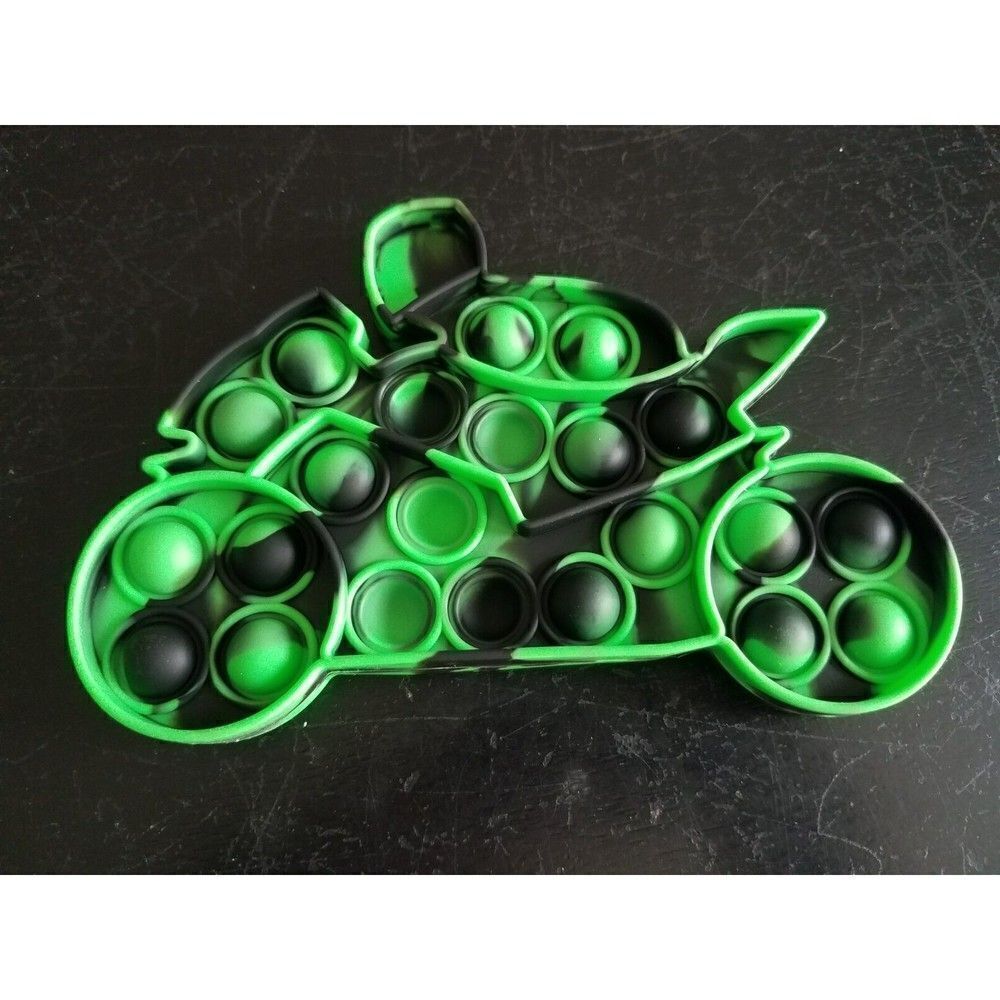 Fidget Toy Green & Black Motorcycle Rider Bubble Sensory
